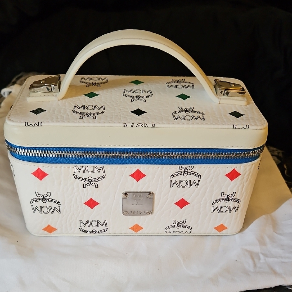MCM White Vanity Bag with Multicolor Accents